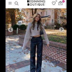 Beginning boutique Cool shade PU pants in black